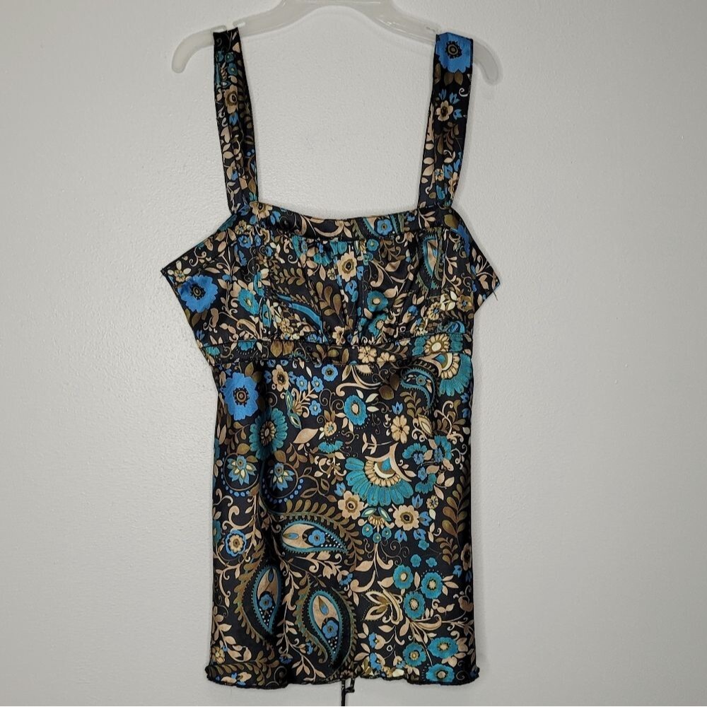 Vintage y2k self esteem paisley print satin tie back babydoll preppy going out
